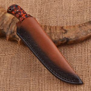 Cuchillo de Caza Artesanal de Acero de Damasco OEM con Mango de Madera Pakka, Hoja Fija Afilada como una Navaja, para Camping, Bushcraft, Supervivencia, Regalo, 3 Años de Garantía - Product Image 3
