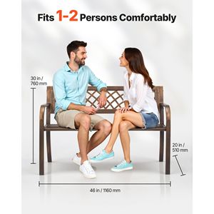 Panca da Esterno in Acciaio al Carbonio da 46 Pollici con Schienale in Rete PVC e Braccioli con Bordi Arrotondati, Resistente alle Intemperie - Product Image 4