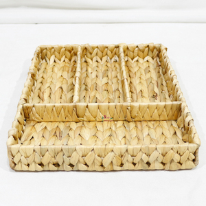 Plateau de rangement rectangulaire artisanal en jacinthe d'eau naturelle, écologique, rustique, Dong Thap, organisateur pour la maison, la cuisine et le salon - Product Image 4
