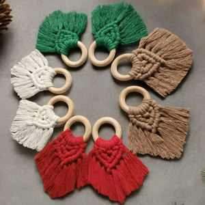 Anneaux de serviette en macramé faits à la main, décoration de table de Noël bohème - Product Image 1
