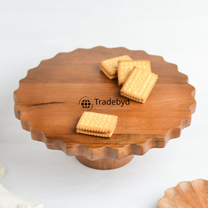 Support à gâteau en bois artisanal décoratif, qualité supérieure, design rectangulaire écologique, élégant, passe au lave-vaisselle, pour anniversaire, mariage - Product Image 1