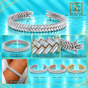 Hermosa Pulsera Clásica de Diamantes Baguette para Mujer en Oro Amarillo, Rosa y Blanco de 14 Quilates, Joyería de Lujo con Certificación IGI - Product Image 5