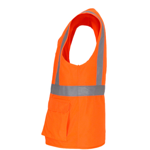 High Visibility <b>Orange</b> Safety Vest with Reflective Stripes Polyester Workwear Unisex <b>Hi</b> <b>Vis</b> Uniform - Product Image 4