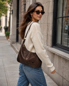 Bolso Bandolera Casual de Cuero Genuino Marrón Vintage para Mujer, con Forro de Poliéster, Resistente al Agua, Bolso de Viaje - Product Image 6