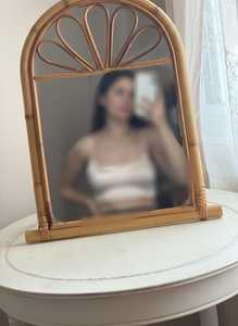 Arch Shaped Artisan Handmade Rattan table <b>Mirror</b> Cane <b>Mirror</b> Decorative Accent for Interior Design - Product Image 2