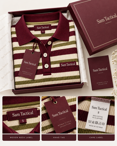 Polo rayé tactique pour femme Sam, manches courtes, en coton tricoté, style preppy, avec lettres décoratives, prix abordable, personnalisable - Product Image 6