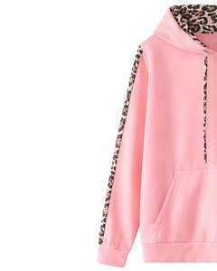 Ensemble sweat à capuche et pantalon de jogging pour femme, motif léopard rose, en polaire, avec pantalon assorti, tenue décontractée d'hiver - Product Image 3