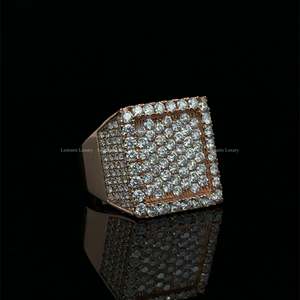 4.50 CTW Round Lab Grown Diamond Men's <b>Ring</b> 14K Rose Gold Statement <b>Ring</b> Luxury Wedding Band Iced Out <b>Pinky</b> <b>Ring</b> For Him - Product Image 5