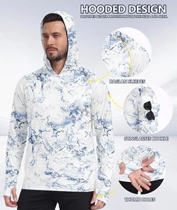 Vêtements de pêche pour hommes, chemises de pêche à capuche avec masque, protection solaire UPF 50+, 100% polyester, légères, protection solaire - Product Image 3