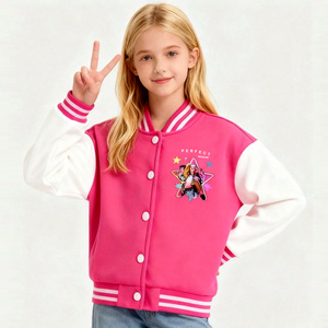 Blousons universitaires pour filles, enfants et jeunes, avec lettres brodées, d'hiver, style basketball, en polaire, chauds et épais, type bomber - Product Image 2
