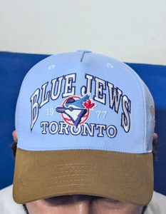 Gorra Snapback Azul Claro con Visera Marrón, Logotipo Bordado, Unisex, Seis Paneles, Ajustable, Casual - Product Image 1