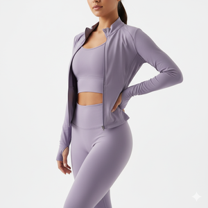 Conjunto de Yoga Sólido Nuevo 2026 para Mujer, 3 Piezas: Sujetador Deportivo, Chaqueta con Cremallera Frontal, Pantalones de Cintura Alta, Ropa Deportiva Ecológica de Secado Rápido - Product Image 2