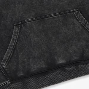 เสื้อฮู้ดดี้สไตล์วินเทจสำหรับผู้ชาย ลุคสตรีทแวร์ ล้างสีแบบแอซิดวอช ดีไซน์ขาดๆ - Product Image 3