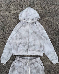 Conjunto de Sudadera con Cordón y Pedrería, Estilo Lavado Ácido, para Hombre - Product Image 1