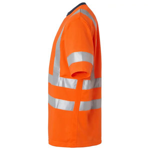 Camiseta de Trabajo de Alta Visibilidad para Hombre, Nueva Llegada, Color Naranja, con Franjas Reflectantes, Manga Corta - Product Image 3