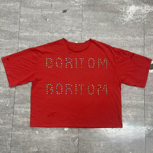 T-shirt personnalisé 100 % coton avec impression DTG, coupe ample et épaisse, col brut, effet vieilli avec pierres précieuses pour homme - Product Image 2