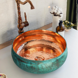 Lavabo de Cobre Verde Verdigris, Lavabo de Cocina o Baño Estilo Rústico, Lavabo de Cobre Hecho a Mano, Lavabo Decorativo con Pátina - Product Image 3