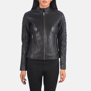 <b>Women's</b> Faux Leather Motorcycle <b>Jacket</b> Winter Solid Plain Dyed Raw Breathable PU Customizable Standard Faux Fur Lining Moto - Product Image 4