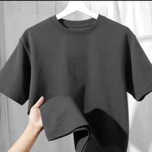 Black Oversized <b>Crop</b> T-Shirt Men's Short Sleeve Turtleneck Collar Casual 100% Cotton Sporty Breathable Knitted Fit <b>Top</b> - Product Image 4