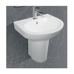 Vendeur en gros exportateur de lavabos demi-pieds en céramique blanche moderne de luxe, lavabo mural de haute qualité pour salle de bain - Product Image 1