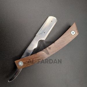 Navaja de afeitar de barbero con mango de madera 100% natural, cuchilla recta intercambiable de un solo filo, tipo Shavette turco - Product Image 5