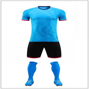 Men's Soccer Uniform Set <b>Short</b> Sleeve Crew Neck Gradient Blue Black <b>Shorts</b> Moisture Wicking Spandex/Cotton Breathable Front - Product Image 2
