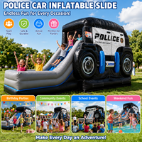 Structure gonflable de police commerciale avec toboggan et aire de jeux pour fêtes d'enfants et événements à louer
