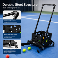 Collecteur de balles de tennis et de pickleball, panier de ramassage roulant, poignée pliable, hauteur réglable, 4 roues pivotantes pour les exercices