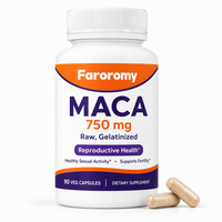 Capsules de Maca OEM 750mg Gélatinisées Concentré 6:1 - Végétalien Sans OGM 90 gélules Soutien à la Santé Reproductive Vente en Gros Marque Privée