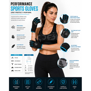 Guantes Deportivos de Ciclismo de Alto Rendimiento, Transpirables, Antideslizantes, con Agarre de Silicona, Absorción de Impactos, Ligeros - Product Image 6