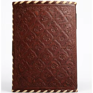 Journal en cuir véritable fait main, style vintage, avec fermoir métallique, cordon en cuir et motif floral, idéal pour mariages et anniversaires - Product Image 2