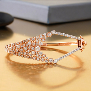 14K Rose <b>Gold</b> Bezel 3.62 CT Round Lab Grown Diamond Bubble Cluster <b>Bangle</b> Diamond Bracelets & <b>Bangles</b> - Product Image 2