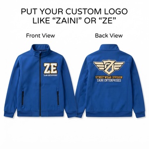 Chaqueta ZAINI Premium de 220g, Diseño con Capucha, Tejido Soft Shell de Poliéster, Transpirable, Resistente al Viento, Ecológica, Panel Lateral Azul, Otoño - Product Image 1