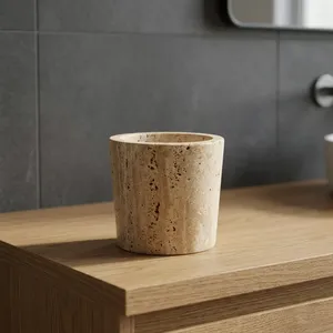 Vase rond en marbre pour table, décoration intérieure minimaliste, salon, durable, toutes saisons - Product Image 6