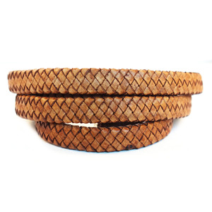 10x4mm Flat <b>Braided</b> Natural Color Leather Laces for Jewelry <b>Accessories</b> CI Brand Wholesale Price - Product Image 2
