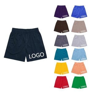 Shorts pour hommes en polyester respirant à taille élastique, couleur unie, coupe décontractée, tissu tissé mi-hauteur pour le sport - Product Image 2