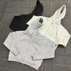 New Arrival Custom Color Cropped Zip Up Hoodie Cotton Sweatshirt Personalized Printing Streetwear Zipper <b>Crop</b> <b>Top</b> Hoodie - Product Image 6