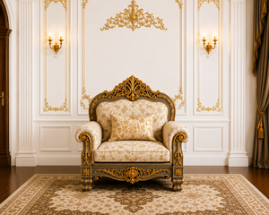 Juego de Sofás Estilo Europeo con Corona Imperial, Sofá de 5 Plazas Tallado en Oro Real con Mesa de Centro, Colección de Muebles para Sala de Estar Hechos a Medida - Product Image 3