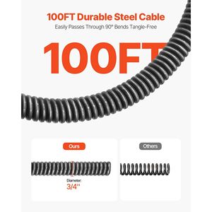 Macchina Portatile per la Pulizia degli Scarichi con Ruote a Spirale da 100 FT X 3/4 Pollici e 4 Lame, Alimentazione Automatica - Product Image 4