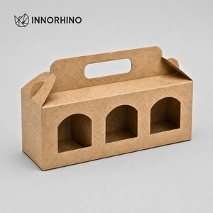 Premium Customized Gable Paper Carrier <b>Boxes</b> with Handle and Window for Bottles Cafe Bakery Donuts Takeaway Packaging OEM/ODM - Product Image 5
