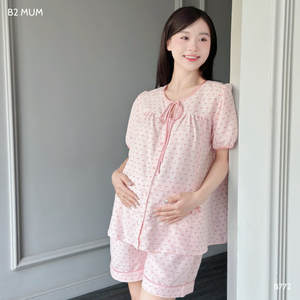 Conjunto de ropa de casa de lino para mujer con estampado de lazo B772, absorbente de sudor, buen precio - Product Image 4