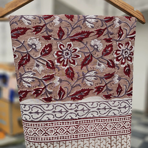 Indian Hand Block Print Cotton Long <b>Sarong</b> Pareo Floral Beach Wrap <b>Bikini</b> Cover up Lightweight Breathable Summer Scarf Women - Product Image 1