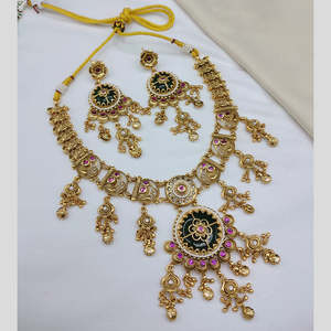 Traditional Designer <b>Gold</b>-Plated Pota Stone & Pearl Necklace <b>Set</b> for Women Fashion Jewelry 10575287PGR - Product Image 1