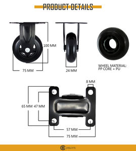 Rueda rígida de 3 pulgadas con placa superior – Núcleo de PP + banda de PU para un desplazamiento suave en armarios de herramientas y carros de fábrica - Product Image 3