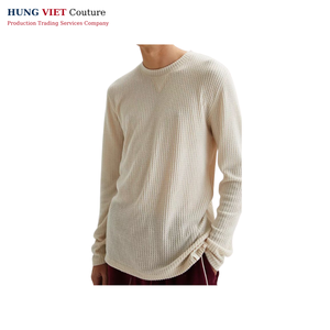 Fall Tonal Knitted Moisture Wicking Camiseta de manga larga Grunge Amarillo mostaza - Product Image 5