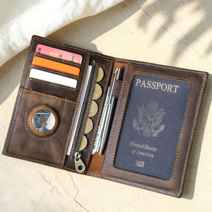B2B Wholesale Genuine Leather Fashion Passport Holder Travel <b>Wallet</b> Daily Use Custom Logo <b>RFID</b> <b>Blocking</b> PTH-0101 - Product Image 6