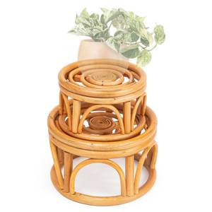 2 Tiers Indoor New Trend Luxury Decor Rattan Planter <b>Stand</b> Plant Flower Shelf Rack Green <b>Trees</b> <b>Stands</b> - Product Image 2