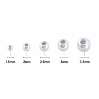 Perles rondes de 2,5 mm en argent sterling 925 massif pour la fabrication de bijoux, bracelets, colliers, fournitures de bricolage