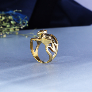 C Statement <b>Ring</b> | Rose Gold Plated Brass Bohemian Abstract Wave <b>Citrine</b> <b>Ring</b> - Product Image 3