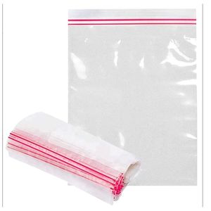 Customize size <b>Transparent</b> Clear Zip Plastic <b>Bags</b> PE Moisture Proof Storage Zipper Plastic white / red/ blue line simple double - Product Image 3